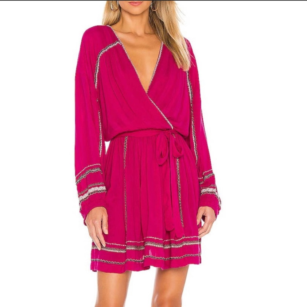 Free People Embroidered Wrap Dress
